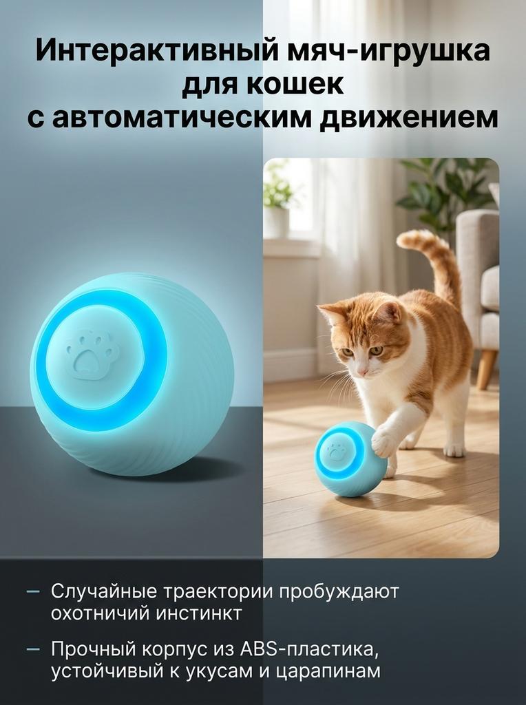 Интерактивный мячик-игрушка для кошек, автоматический, прочный, устойчивый к укусам, устройство для развлечения домашних животных, для использования в помещении