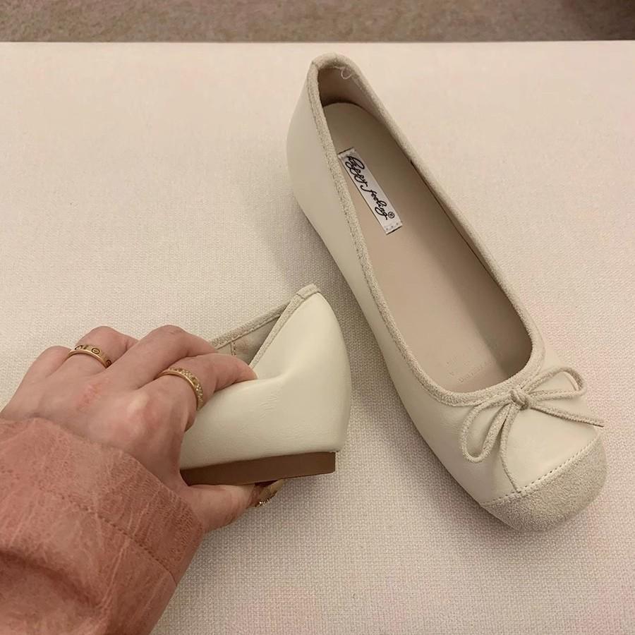 Французские ретро-туфли на мягкой подошве, серебристые женские туфли, осенние туфли, вечерние туфли с бантом, красные балетки