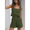 Casual Linen Shorts Sleeveless Top Vest Set