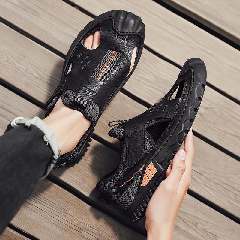 Summer Outdoor Casual Sports Sandals Men Black Gray Khaki Perforated Shoes Beach Sandalias Male Breathable Design Water Sneakers