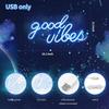 DECANIT Good Vibes Neon Sign for Bedroom Wall Decor Powered by USB Neon Light, Ice Blue Color,16.1"x8.3"x0.6"