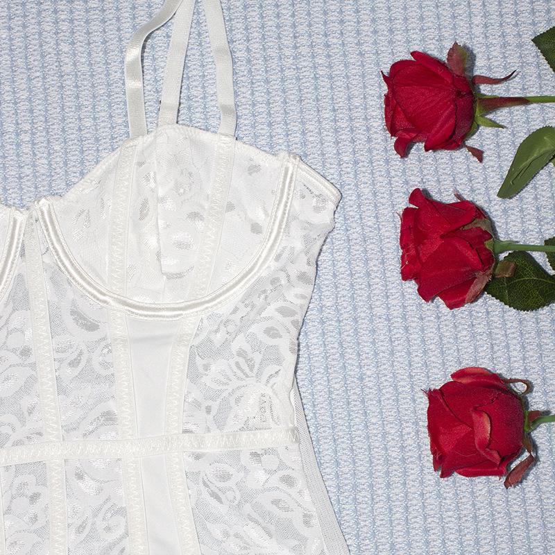 Alluring Lace Patchwork Cutout Bodysuit - Slim Fit Sling Vest