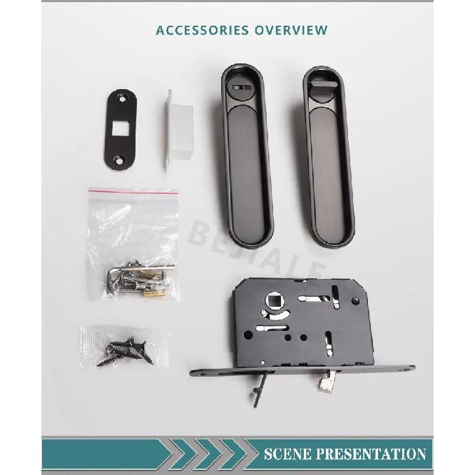 Pocket Door Wooden Sliding Door Lock Sliding Door Lock With Side Handle Balcony Kitchen Bathroom Invisible Door Hook Lock