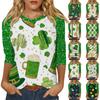 Женский Ст. Топ с принтом ко Дню Святого Патрика, круглым вырезом и рукавом три четверти