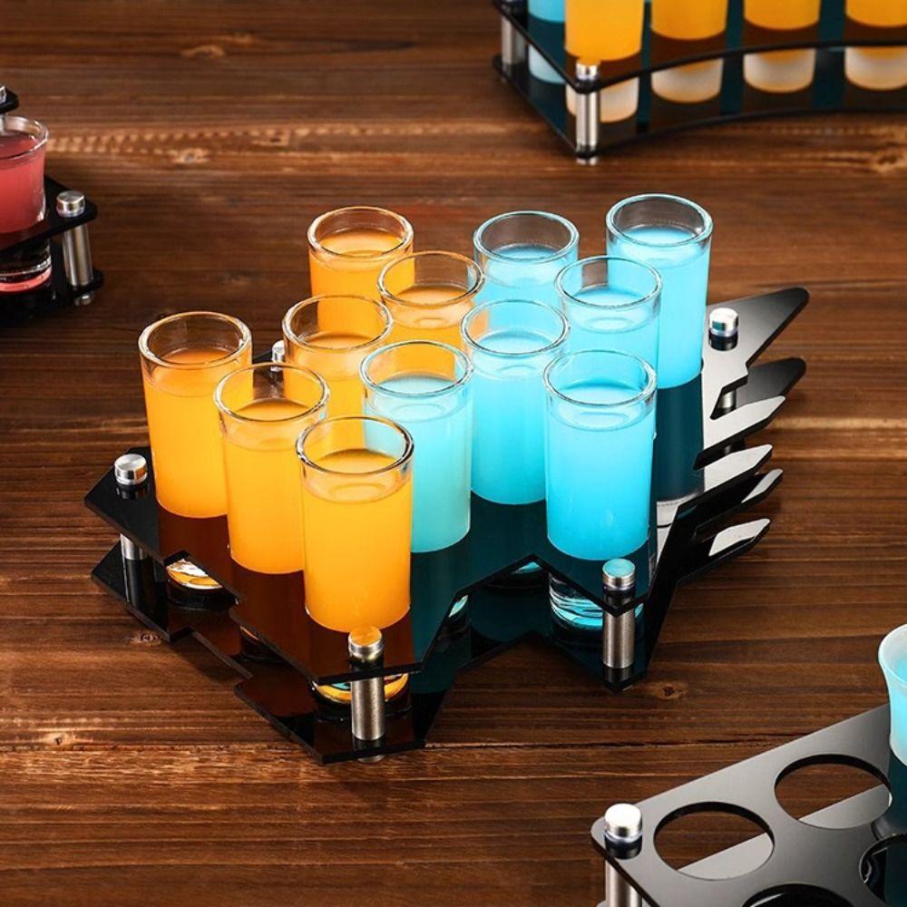 38mm Shot Glasses Holder 6/12Hole Cup Serving Tray Acrylic Cup Holder Restaurant Service