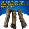 1pc Horse Antler Pattern Bowie Straight Knife Piercing Handle Patch POM Resin Material DIY Making Grip Scale Parts Accessories