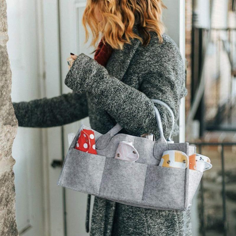 Felt Diaper Bag Baby Organizer Pockets Handheld Mummy Bag Mother and Baby Storage Bag Nappies Organizer