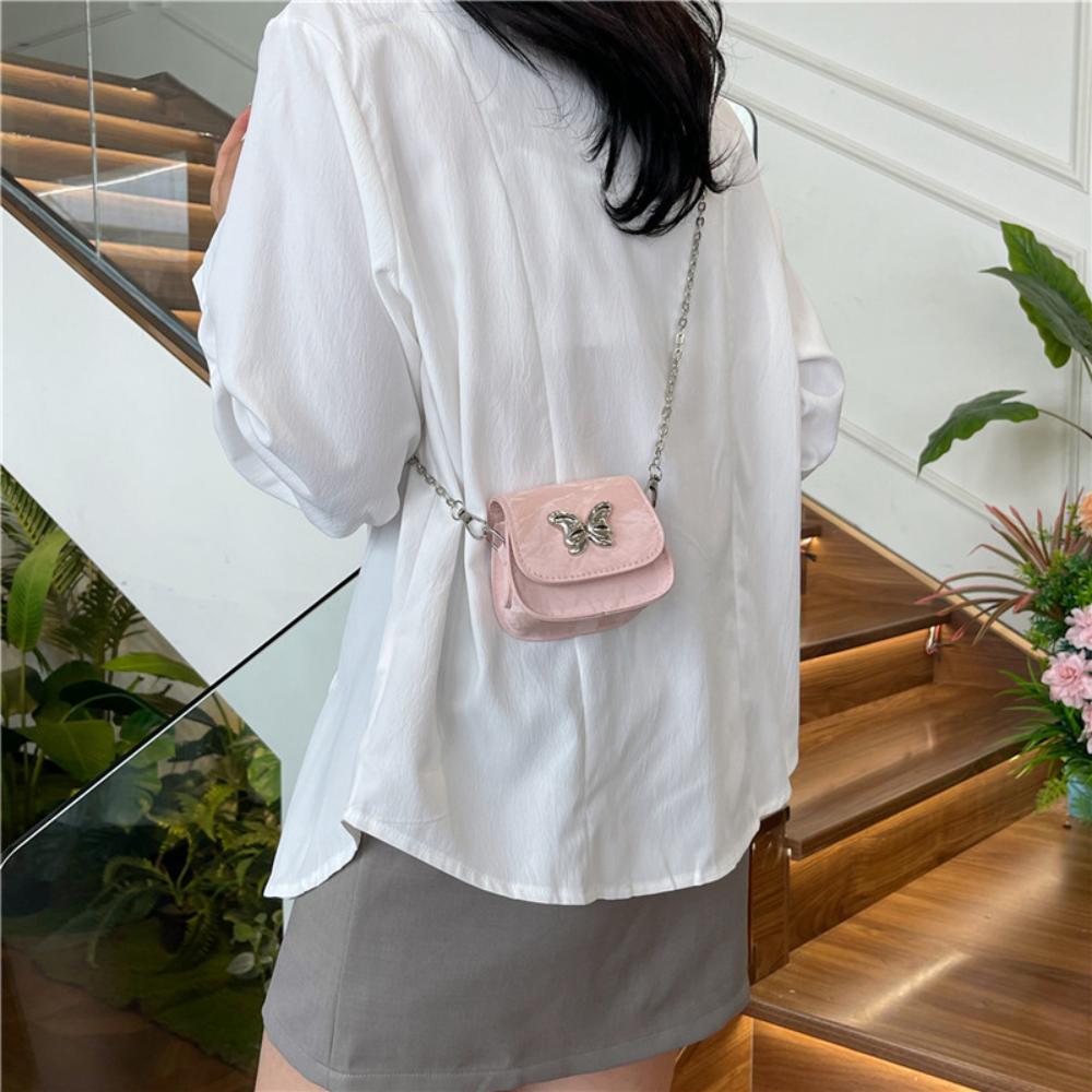 Маленькая квадратная сумка-бабочка с цепочкой через плечо, мини-сумка для губ, простая модная сумка-седло, женская изысканная сумочка для женщин