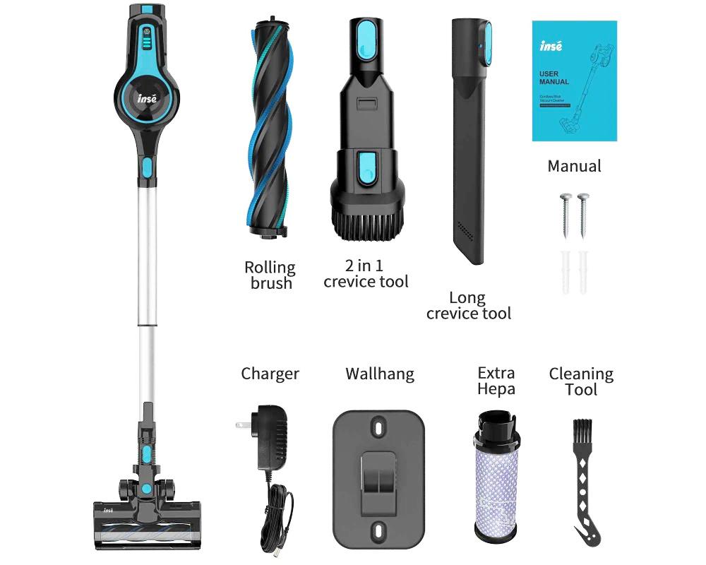 INSE N5 Беспроводной пылесос 6 в 1 Мощность всасывания 12000 Па Длительное время работы 45 минут 5 ступеней фильтрации с