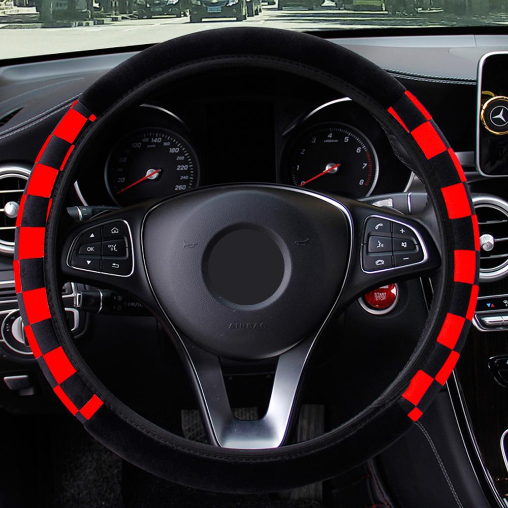 Автомобильные аксессуары Чехлы на руль автомобиля Чехол на руль автомобиля Плюшевая ткань Автомобильный стиль Подходит для большинства автомобилей Диаметр 38 см Универсальный