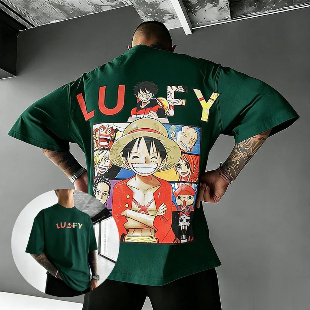 Оверсайз Футболка с Аниме-Принтом Луффи One Piece Мужская Женская 2026 Лето Уличная Одежда Футболка Повседневная С коротким Рукавом Мультяшный Принт Y2k
