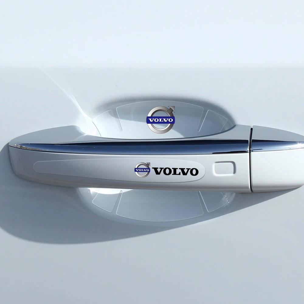 4/8pcs Car Styling Logo Door Handle Bowl Scratches Protective Sticker For Volvo R Design V50 S40 XC90 S40 S60 S70 T6 AWD C30 C40