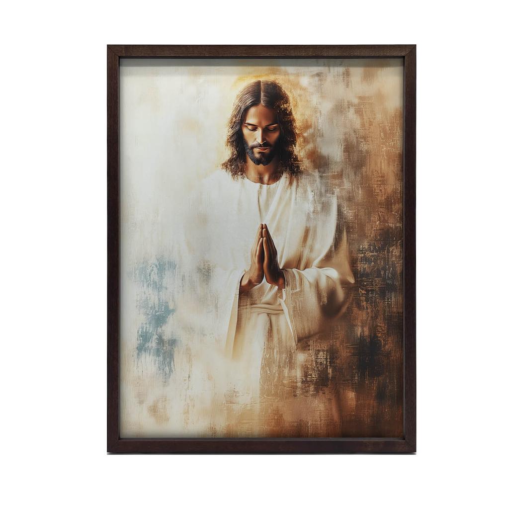 Jesus In Prayer Jesus In Prayer, 40X50 Cm, Gold Aluminum Frame, 230 Gsm Matte Paper