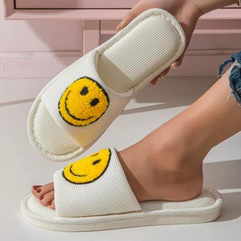 Fashion Non Slip Cartoon Slippers for Women Spring Autumn Fashion Mix Color Linen Slippers Woman Comfort Soft Sole Linen Slides Female