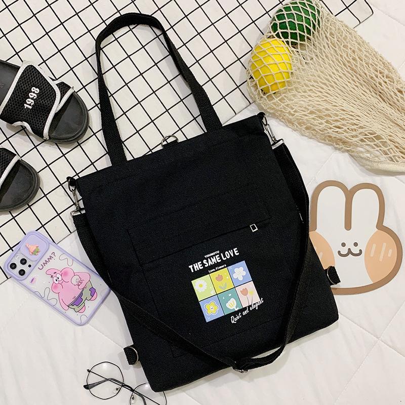Canvas Bag Girls Single Shoulder Crossbody Bag Multifunctional Shoulder Bag Large Capacity Cartoon Handbag Wholesale