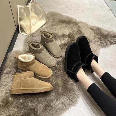 Женские короткие зимние ботинки из натуральной кожи — модная теплая зимняя обувь 2024 года с бархатной подкладкой