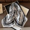 Spring, Autumn and Winter with Shirt Black and White Small Square Scarf Silk Scarf Female Commuter Neck Thin Section Scarf 70 Simulation Silk