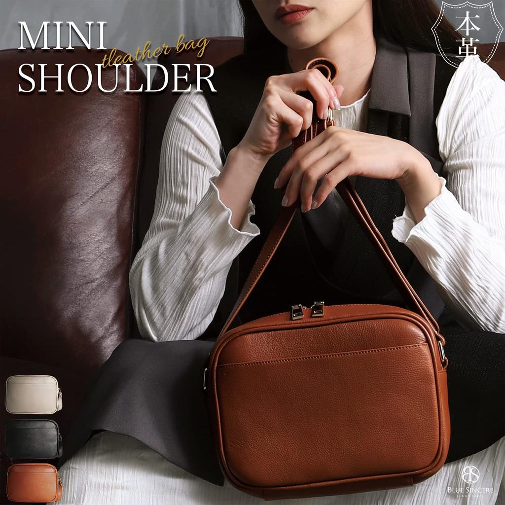 BLUE SINCERE Shoulder Genuine Cowhide Leather SHB10 Women's Bag, Leather, Compact, Lightweight, Mini, One-Shoulder Bag, Vegetable-Tanned / (Grey