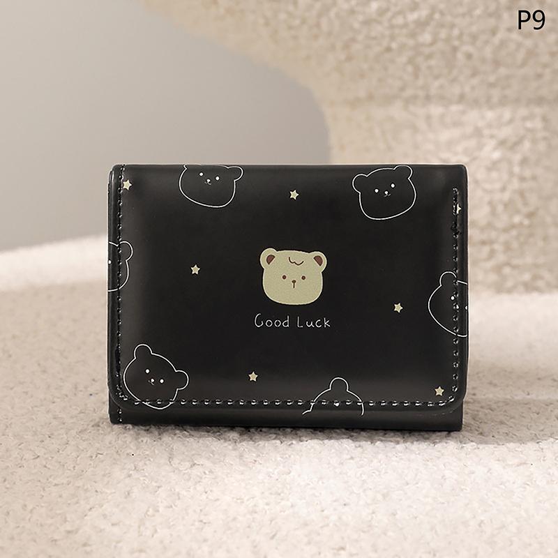 Cute Cat Short Folding Wallet Leather Cartoon Casual Clutch Money Purse Bag Credit Card Holder Photo Bits Banknote Slots