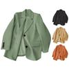 Women Suit Coat Lapel Long Sleeve Flap Pockets Suit Jacket Single Breasted Back Slit Design Solid Color Business Outwear