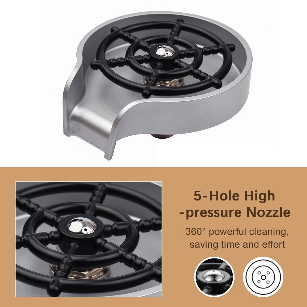 Black Silver Sink Cup Rinser High Pressure Water Bottle Washer Durable Cup Washer  Bar Use