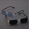 New Rimless Square Sunglasses Men Rectangle Small Sun Glasses Male Retro Lens Driving Fishing Uv400 Glasses