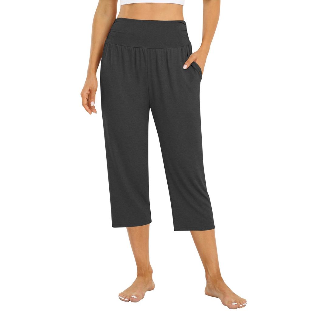 Женские брюки летние свободные штаны для йоги удобные тренировочные штаны с карманами