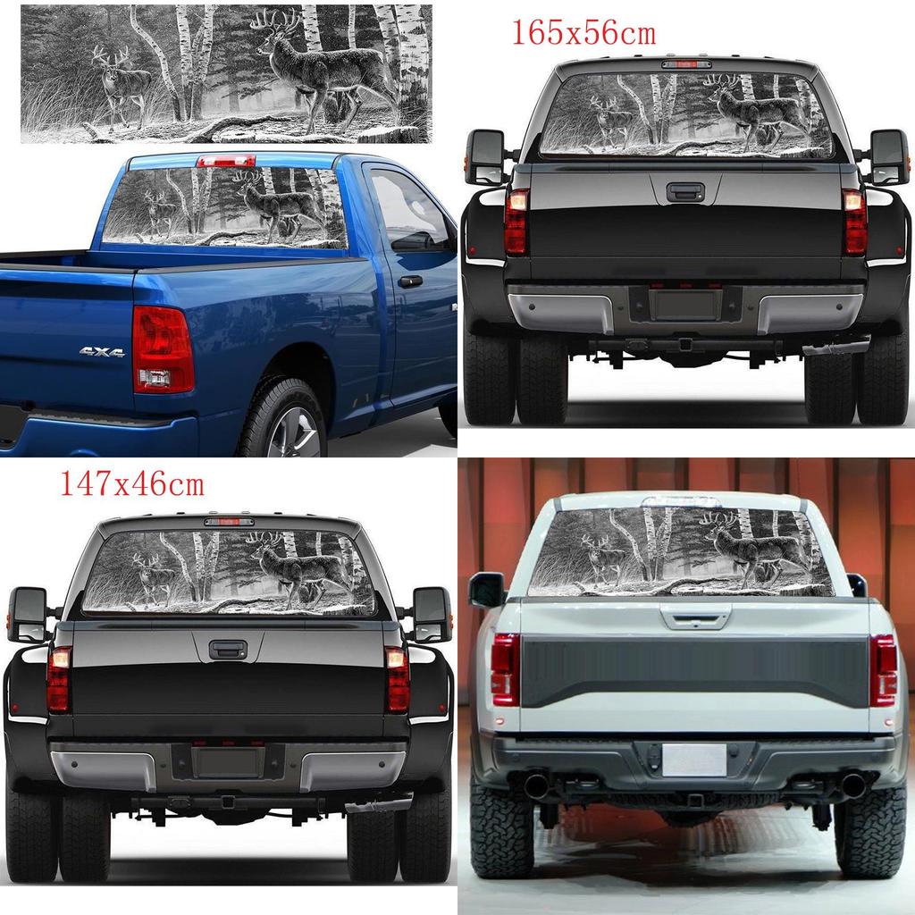 Задний грузовик для окна Лес Олень Автомобильные наклейки Графика Перфорированные