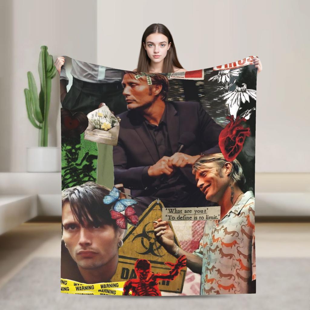 Супер Теплое Одеяло с Мадсом Миккельсеном Плюшевое Постельное Белье для Кемпинга Пледы Уличный Тренд Домашний Декор Фланелевое Покрывало Чехол на Диван-Кровать