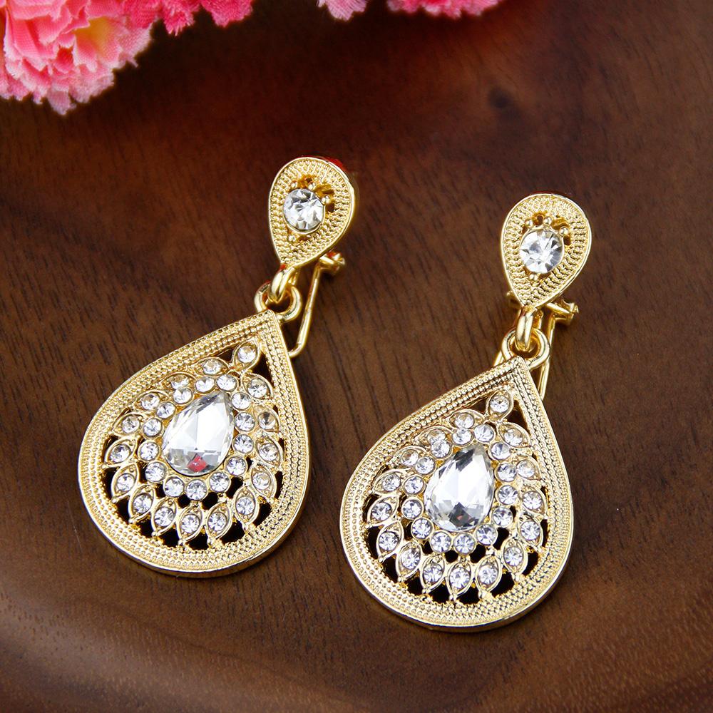 Элегантные круглые серьги-капли для женщин, серьги со стразами золотого цвета, свадебные украшения, свадебный подарок