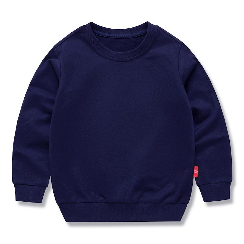 Children's Spring Collection Korean-Style Solid Color Hoodie - Trendy Long Sleeve Round Neck for Boys & Girls