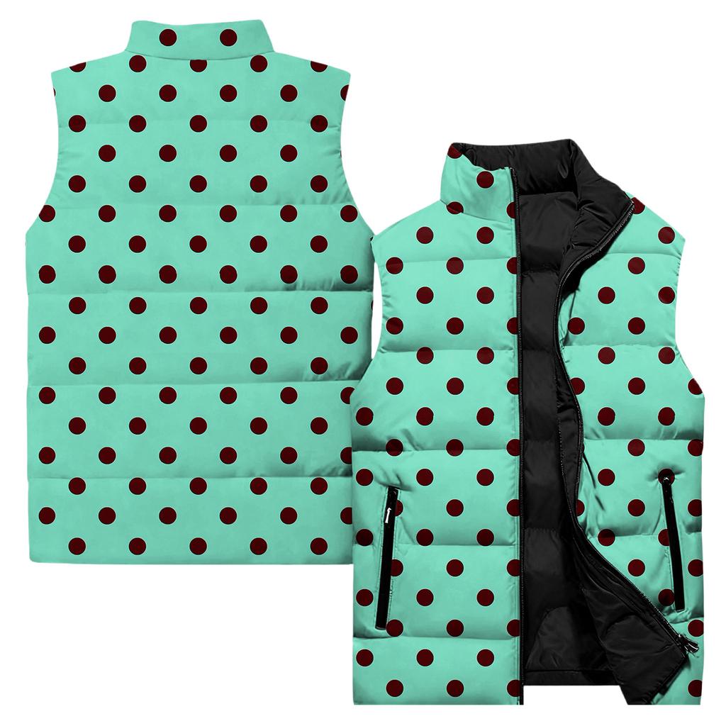 Ladies' Casual And Fashionable Sleeveless Vest Polka Dot Printing Cotton Jacket
