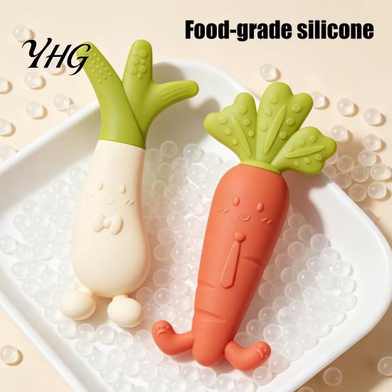 High Temperature Sterilizable Teether Baby Silicone Carrot Teether, Food-Grade BPA-Free Chew Toy for 3-6 Teething Period Soothing Months, Gum
