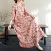 2025 Женское Новое Весеннее Длинное Платье Плюс Размер Длинный Рукав Праздничный О-Образный Вырез Винтажный Принт Свободный Повседневный Макси