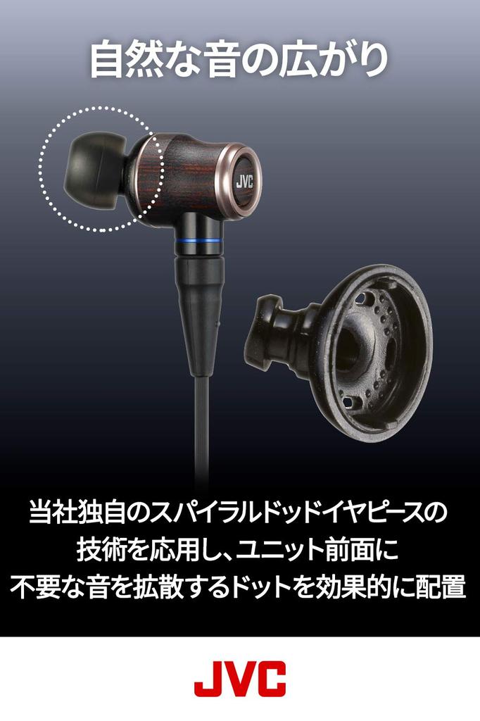 Наушники серии JVC WOOD, совместимые с источником звука высокого разрешения HA-FW02 CLASS-S, вставные, с возможностью перекабеля/высоко