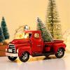 Truck Miniature Vintage Chic Metal Eye-catching Christmas Red Truck Decor for Home