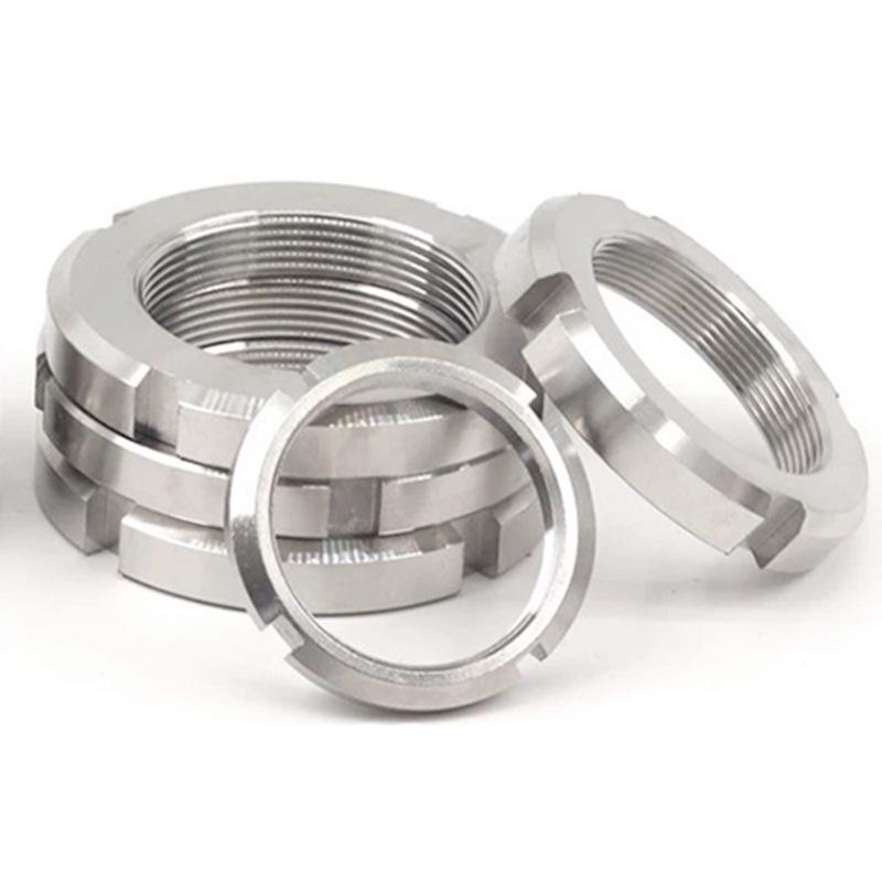 304 Stainless Steel Slotted Round Stop Cap Bearing Lock Nut, Four-Slot, M10/M14, GB812