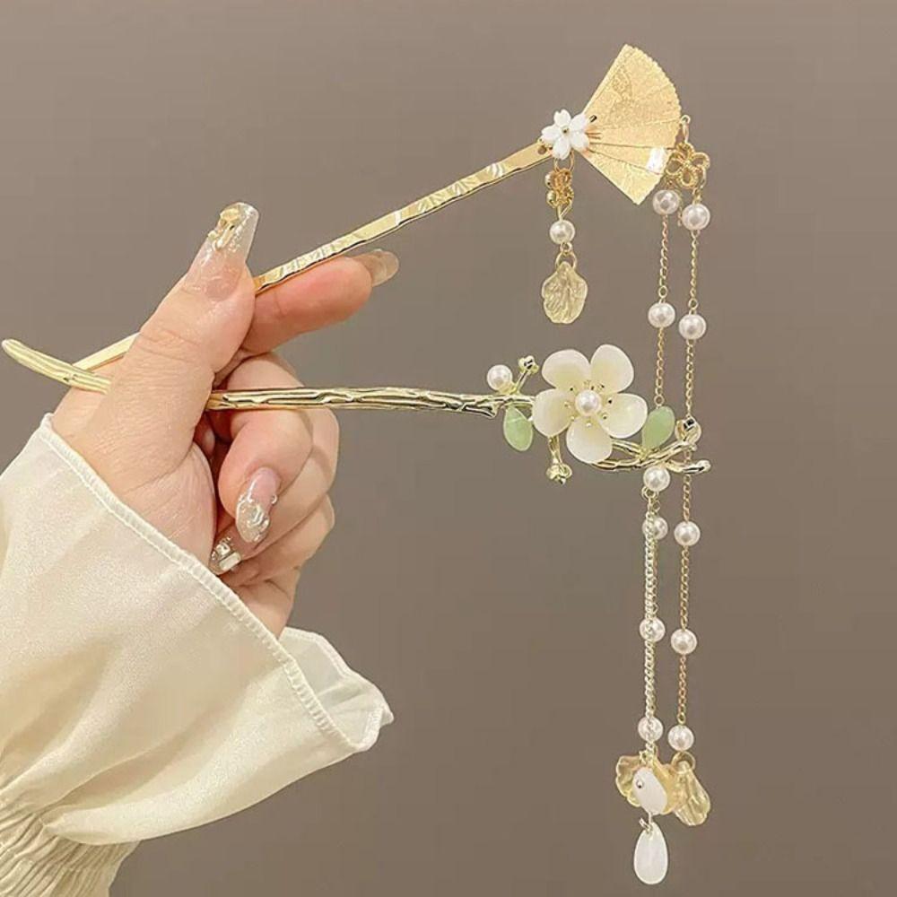 Flower Tassel Hairpin Ancient Style Hair Insert Elegant Hair Sticks  Hanfu
