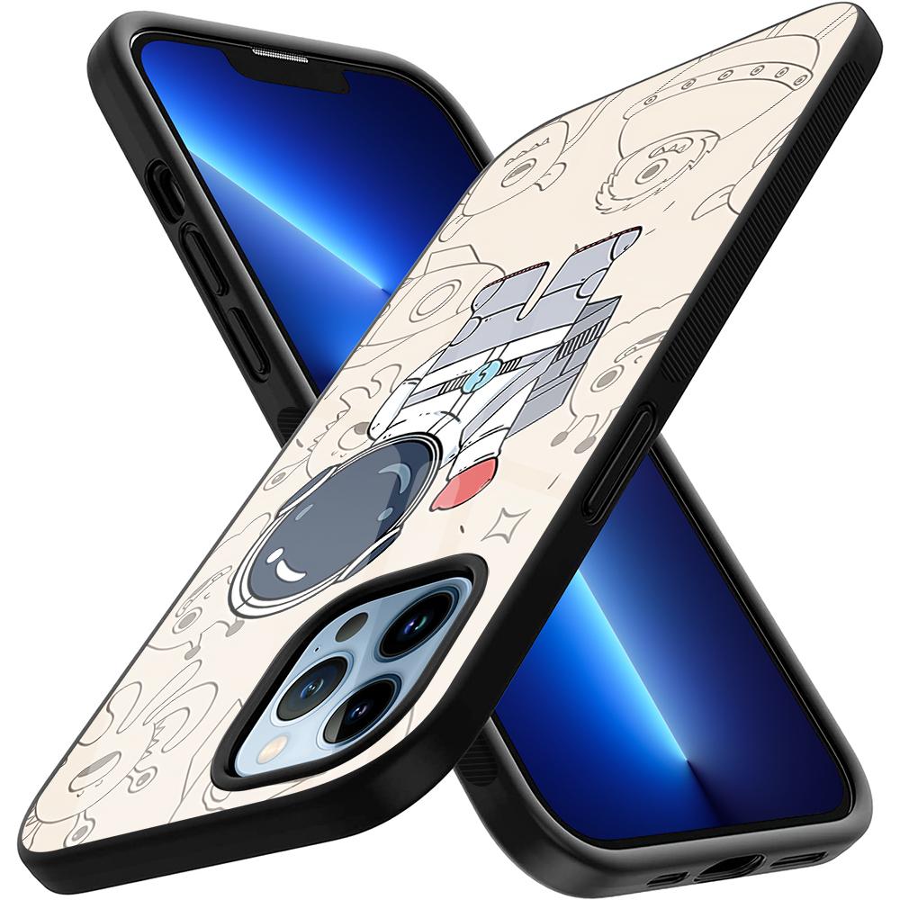 Чехол с милым астронавтом с рисунком для Iphone 11 14 13 12 Pro Max Mini Xs Xr X 7 8 6s Plus Se 2022, задняя крышка из закаленного стекла, чехол
