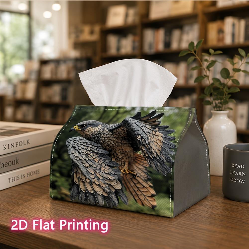 1pc, 2d Flat Printing, Tissue Box Eagle Statue Sculpture Small Statue Pattern Printed Tissue Box, Durable Decorative Storage Box for Kitchen and Livin