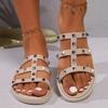 2024 Hot Sale Shoes Female Open Toe Women's Slippers Outdoor Casual Slippers Women Rivet Round Toe Flat with Women's Sandals