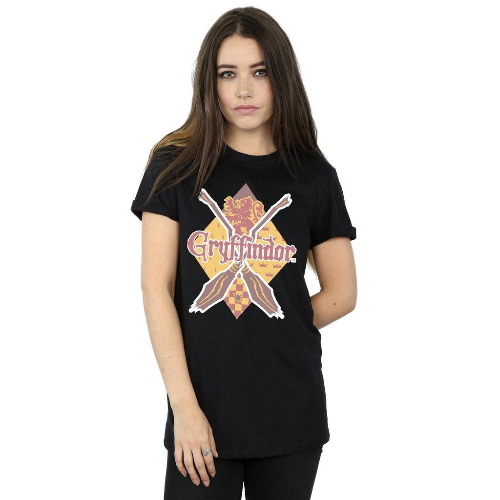 Harry Potter Womens/Ladies Gryffindor Lozenge Cotton Boyfriend T-Shirt