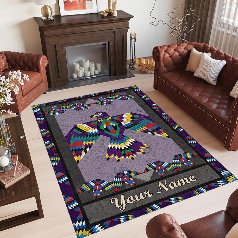 Birds Theme Crystal Velvet Floor Rug Personalized Custom Name Text Warm Carpet Home Decoration