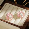 Премиальный Чувственный Сладкий И Элегантный Темперамент Розовые Серьги-Пуссеты с Цветком Уникальный Дизайн Чувство Легкой Роскоши Темперамент Нежные Серьги Оптом