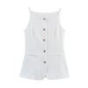 Summer New Product Women's Clothes Commute Style Square Collar Sleeveless Single Breasted White Suspender Mid Length Long Length Vest Jacket