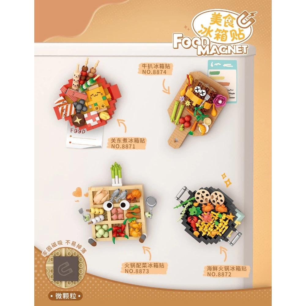 LOZ Мини Креативный Магнит на Холодильник Конструктор Город Оден Хот-пот Стейк Модель Сборка Украшения Кирпичные Игрушки Детский DIY Подарок