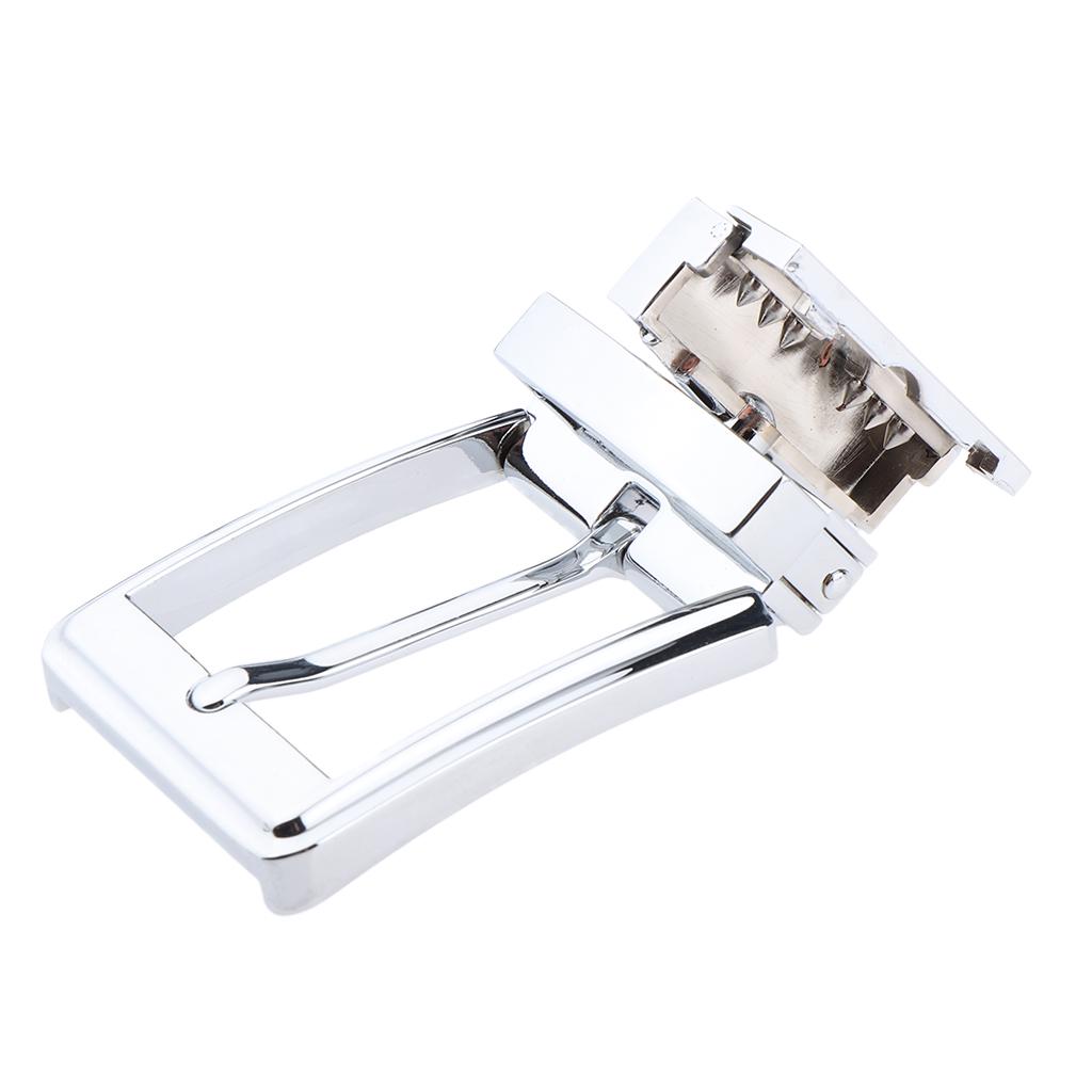 Men Belt Buckle Single Prong Rectangular Pin Reversible Pearl Gray