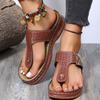 New Retro Toe Metal Sandals Women's Massage Slope Heel Hollow Large Size Sandals