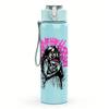 1PC Pink spiky hair female band print 750ml colorful plastic sports water bottle leakproof pop up lid with straw for outdoor work home use