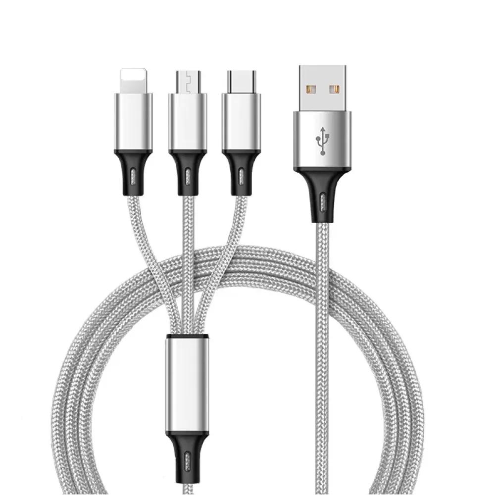 3 в 1 кабель для передачи данных iPhone для Ios Android, быстрое зарядное устройство, кабель для передачи данных Micro USB Type-C для iPhone 14 13 12 11 X 8 Samsung Xiaomi Huawei